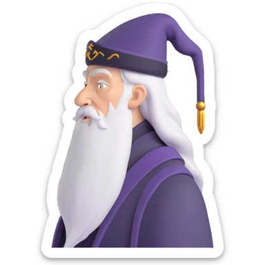 melancholy Albus Dumbledore side profile with long silver beard sticker