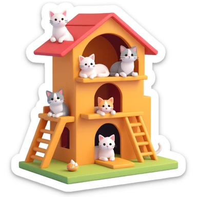 cats relaxing in a vertical playhouse sticker