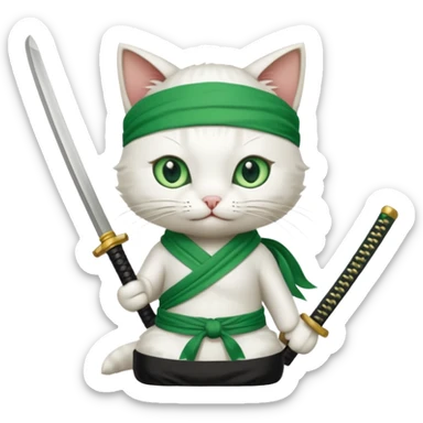 un gato blanco con reeferencia a roroa zoro sticker