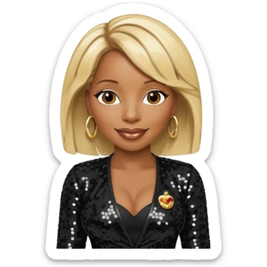 Mary J Blige with blonde hair, black sequin outfit sticker