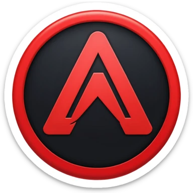 a black circle with a red A protruding from middle sticker