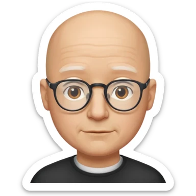 Bald man glasses chin puff sticker