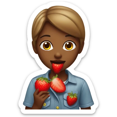 Girl eating a strawberry  sticker
