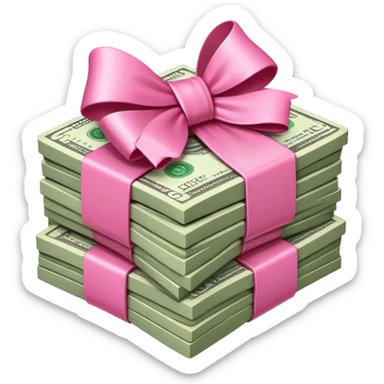 money with pink bow sticker