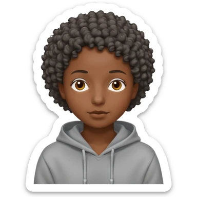 Make a Colombian with black super short curly hair wearing a grey hoodie sticker