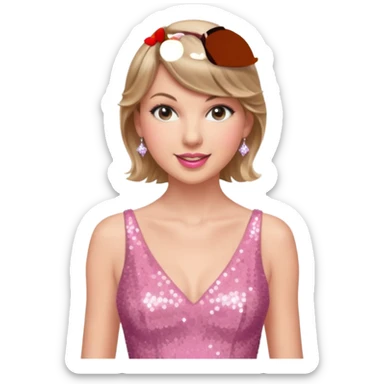 Taylor Swift smile in a sparkling pink dress sticker