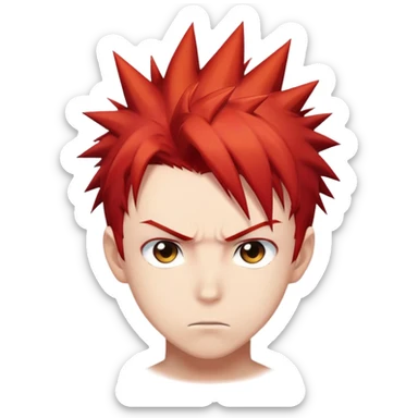 Anime boy with spiky red hair and determined expression sticker