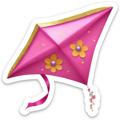 Pink kite with glitter and covered in flowers  sticker