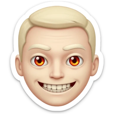 A emoji in which there is a deadly smile like toji from jujutsu kaisen and he is looking towards me scary way, male character  sticker