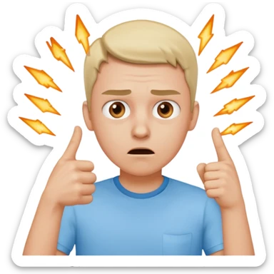 A person in the front row feeling scared, with the audience behind them POINTING FINGER. sticker