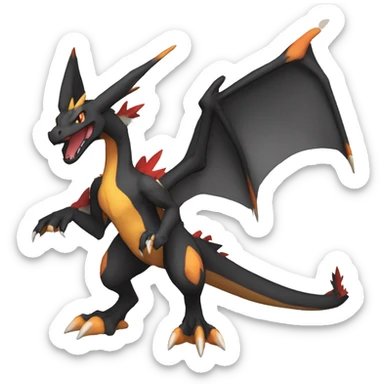 Anthro Cute cool black red white yellow nargacuga-Charizard sergal animal hybrid Fakemon full body sticker