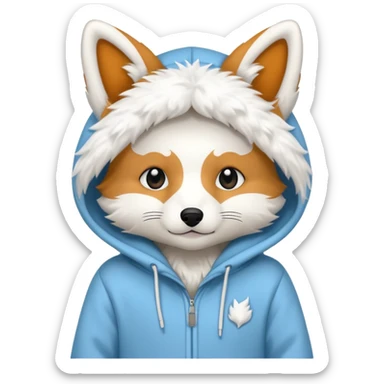Bernadoodle wearing a white fox hoodie sticker