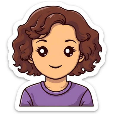 brown girl with wavy hair and brown eyes sticker
