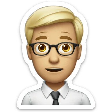 businessman with glasses is afraid, worried sticker