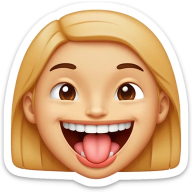 Smiling with teeth and sticking tongue out a little  sticker