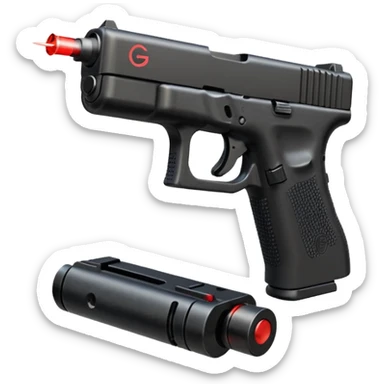 Gen 5 glock 19, with a button, beam, and a 100 round drum sticker