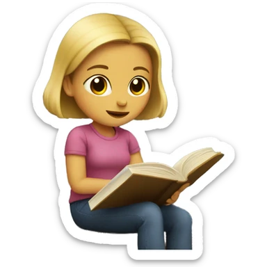 Girls sitting in a library reading a book sticker
