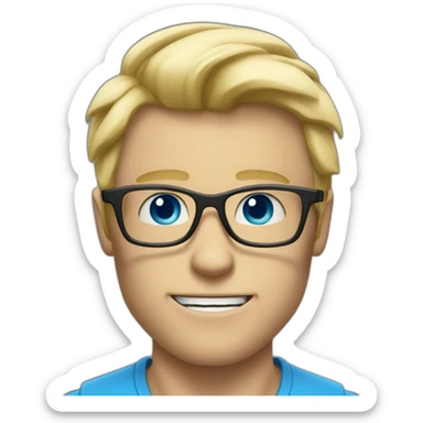 Blond man glasses muscle blue eyes eating big hazelnut sticker