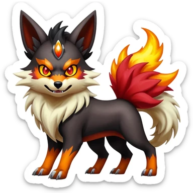 Shiny Gothic Exotic Punk’ish Cool Colorful Epic Futuristic Houndoom-Arcanine-Zorua-Torracat-Pokémon-Fakémon-hybrid-creature sticker