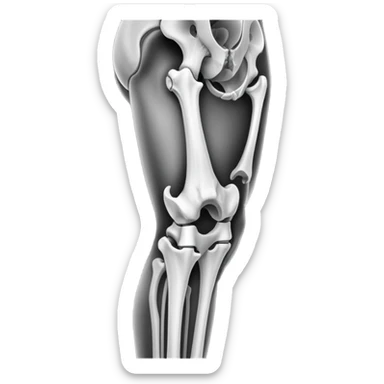x-ray of knee joint, medical scan showing knee bones sticker