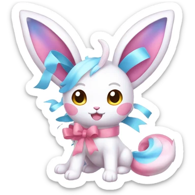 Shiny colorful Sylveon with ribbons sticker