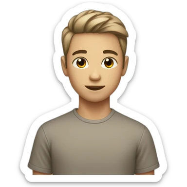 boy with short hair, complexion a little light but not too dark, black eyes sticker