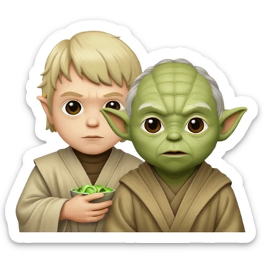 Yoda teaching Luke skywalker from "Star Wars" the movie sticker