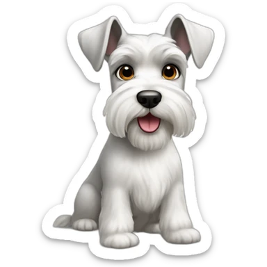 white schnauzer breed with darker ears sticker