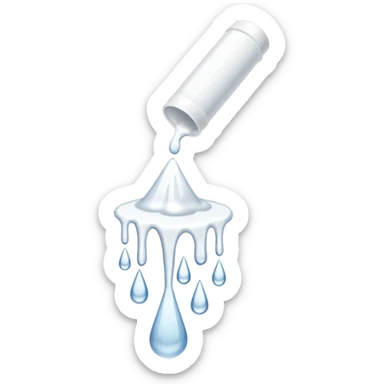 individual white glue white drops falling and dripping out of a tube sticker