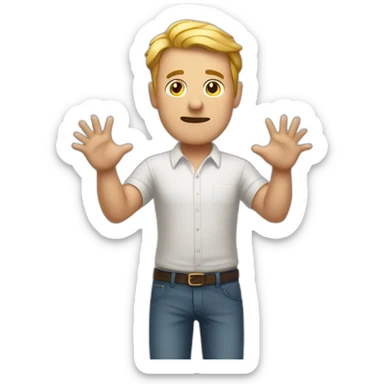 white man shrugging hands sticker