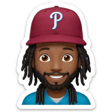 Black man with short black dreads and burgundy fitted Phillies hat sticker