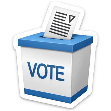 Vote box with 'Vote' written on the front and paper entering the top slot sticker