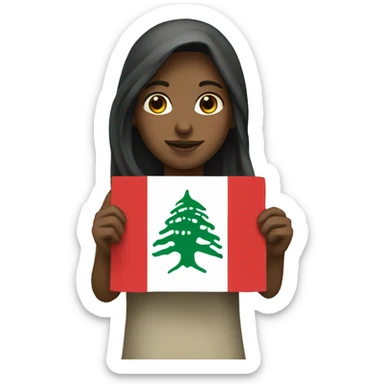 A girl holding the Lebanese flag  sticker