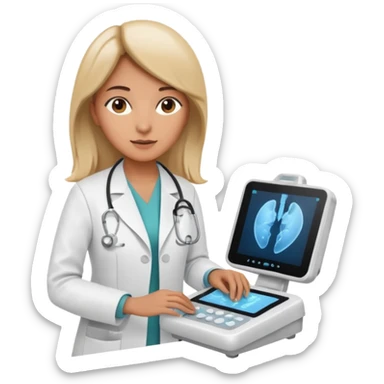 female doctor working an ultrasound machine sticker