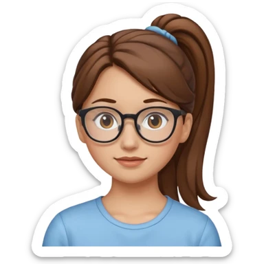 brown haired Ponytail Girl with Glasses sticker