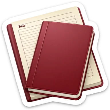 HAZ UN planificador de lista de objetivos en color vinotinto/rojo carmesí brillante, con hojas de cuaderno blancas (no agregues frutas ni nada de eso) https://imgproxy.attic.sh/insecure/f:png/plain/https://attic.sh/z0hvfdddapmiax935oa389bq0wzk  sticker