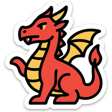 red dragon icon with color outline sticker
