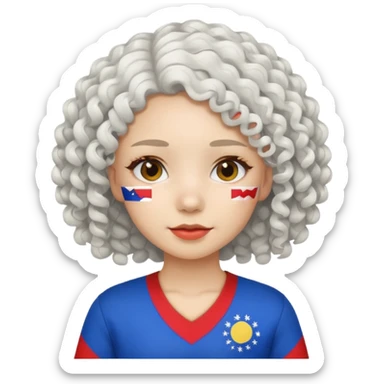 white curly hair girl pinoy flag sticker