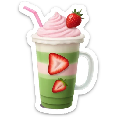 Strawberry iced matcha latte  sticker