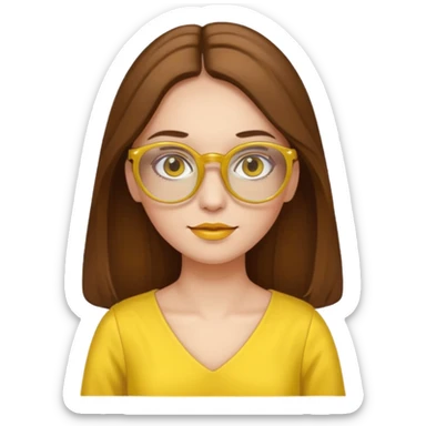 yellow glasses and yellow dressed woman long hair sticker