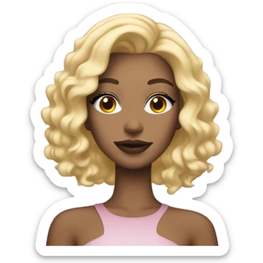 blonde girl with makeup sticker