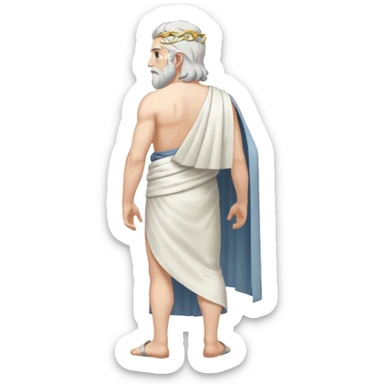 fullbody silverhair god ZEUS, standing still rearview sticker