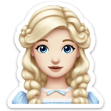 sweet lolita blond hair blue eyes white skin light pink dress sticker