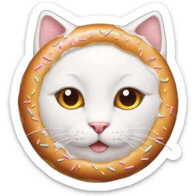 white cat donut sticker