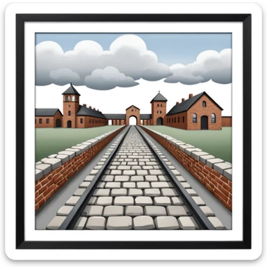 Auschwitz camp from outside but png of that structure  sticker