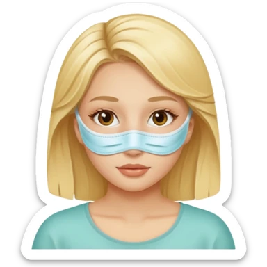 A blond girl with a mask for skincare  sticker