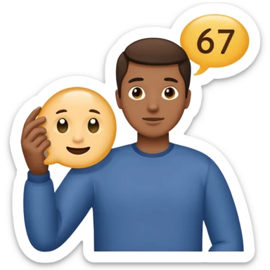 a guy with a text bubble thats say’s 67 sticker