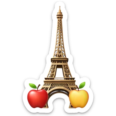 Eiffel Tower, slightly glossy, rounded shapes, friendly look, Apple emoji style sticker