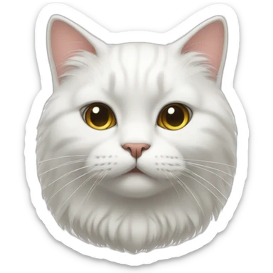 White very puffy cat sticker