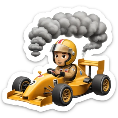 drifting car with tires smoke and a driver with a f1 helmet into the cr sticker